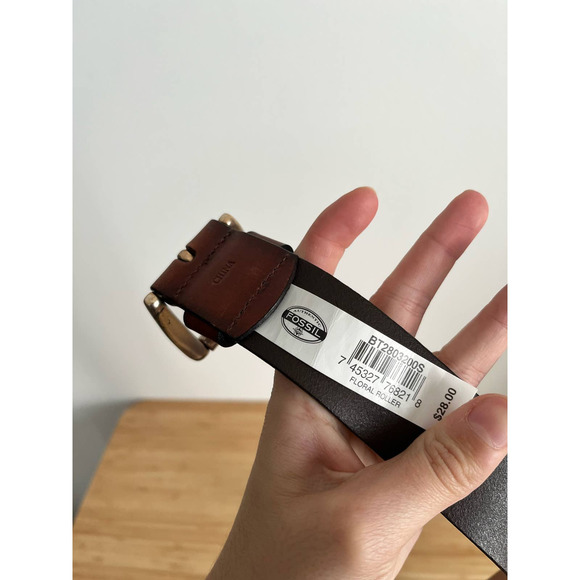 Fossil Vintage Women's Belt Brown Silver Size Small Genuine Leather - Picture 5 of 9